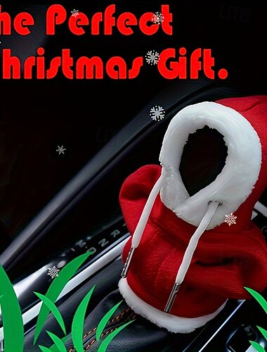 1 stuk feestelijke kerstman hoodie auto versnellingspookknop hoes polyestervezel stofdichte hoes unieke stijlvolle auto-interieur accessoire universele pasvorm voor diverse voertuigen