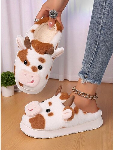  Γυναικείες χαριτωμένες βελούδινες παντόφλες με τρισδιάστατο σχέδιο ζώων και απαλή επένδυση – άνετα χειμωνιάτικα παπούτσια εσωτερικού χώρου για δώρα στο σπίτι και στις γιορτές