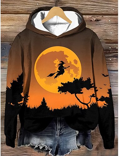 Dame Hettegenser Pullover Sweatshirt Overdimensjonert Lang Erme Uformell Heks Grafisk Mote Trykk Hette Vanlige Topper Gate Daglig Slitasje Snor Trykk Svart Hvit Lilla Oransje Grønn Høst   Dame Hettegenser Pullover Sweatshirt Overdimensjonert Lang Erme Uformell Heks Grafisk Mote Trykk Hette Vanlige Topper Gate Daglig Slitasje Snor Trykk Svart Hvit Lilla Oransje Grønn Høst