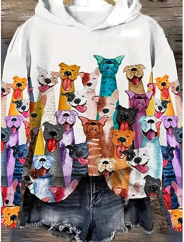  Damens Hoodie Pullover Tröja Oversized Lång Ärmar Avslappnad Grafisk Blommor Varm Aktiv Huva Vanliga Toppar Gata Dagligt Slitage Tryck Vit Vår Höst Vinter