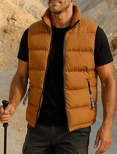  Per uomo Gilet da escursionismo Gilet imbottito Senza Maniche Gilet Esterno Calore Termico Antivento Inverno Cerniera Tasca Poliestere Nero Bianco Giallo Caccia Pesca Arrampicata