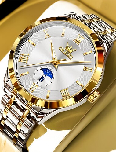  La nouvelle montre d'affaires pour hommes Olevs avec affichage lumineux du jour du calendrier est une montre de sport pour hommes à la mode, décontractée et étanche