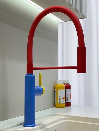  水栓 - シングルハンドルつの穴 電気メッキ / 塗装仕上げ プルアウト / プルダウン / 標準スパウト / トール / ハイアーク センターセット 現代コンテンポラリー Kitchen Taps