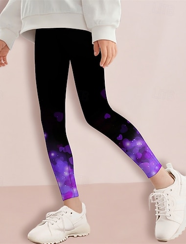  Fille 3D Cœur Pantalons Leggings Printemps Automne Mignon Basique Enfants 4-12 ans Extérieur Occasionnel Quotidien Coupe régulière