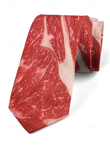  Cravate imprimée viande d'Halloween pour homme - motif steak et bacon amusant et unique, parfaite pour les fêtes d'Halloween et les événements costumés