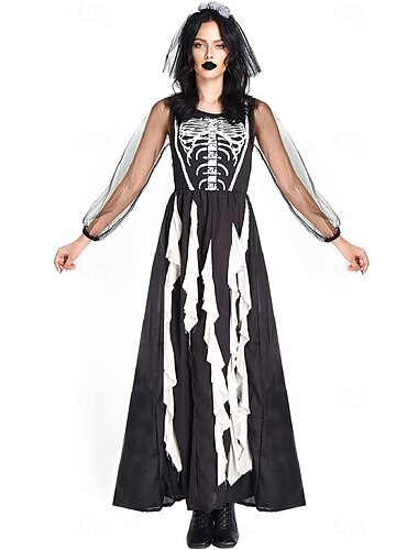  スケルトン スカル 幽霊の花嫁 悪魔 ハロウィン コスプレ衣装 パーティーコスチューム 仮面舞踏会 セット コスプレ 成人 女性用 マスカレード マルディグラ 性能 パーティー ハロウィーン 簡単なハロウィンコスチューム ドレスアップ