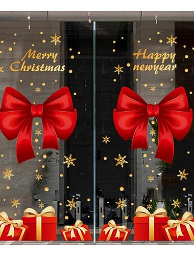  Naklejki na okna, dekoracje świąteczne, Święty Mikołaj, wieńce &wiszące ozdoby, przyczepne statycznie, drzwi przesuwne do witryn sklepowych &wystrój domu ze szkła