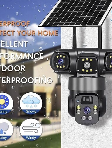  ソーラーカメラ 屋外 ワイヤレス Wi-Fi 3レンズ ソーラーセキュリティカメラ 360度パノラマ &チルト、死角なし、スマートAI、人間検知、追跡、カラーナイトビジョン、双方向通話、サイレンアラーム、携帯電話不要