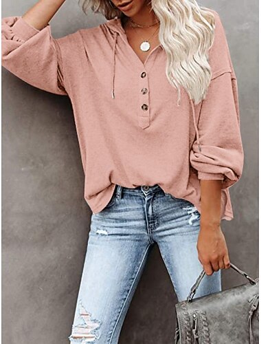 Per donna Felpa con cappuccio Semplice Casual Manica Lunga Con Cappuccio Top Regolari Streetwear Abbigliamento Quotidiano Nero Rosa Beige Grigio Autunno Inverno