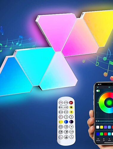  מנורות משולש USB עם wifi, bluetooth ו-usb, אור לילה LED קוונטי אטמוספרי לקישוט חדר שינה משחק, קישוט יצירתי, מנורות קיר