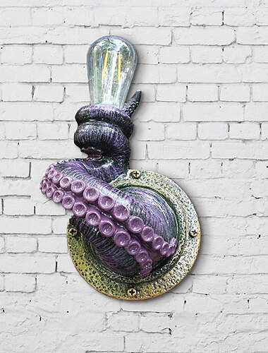  retro hengende vegglampe, retro blekkspruttentakkellampe, monstre med pærer hengende vegglampeholder for blekkspruttentakkel til hjemmedekorasjon