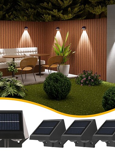  2/4 stk. solcelledrevet vegglampe utendørs vanntett gjerdelampe hage veggvaskelampe hjem balkong feriedekorasjon atmosfære lys villa gatelys
