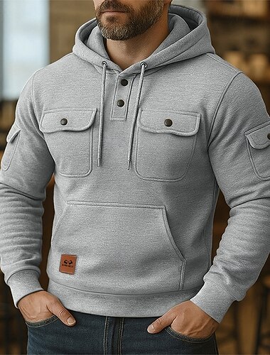  Pánské Kapuce Mikina s kapucí Fleecová mikina Taktická mikina s kapucí Černá Bordó Námořnická modř Vodní modrá Khaki Kapuce Bez vzoru Multi kapsa Sporty a outdoor Ležérní Denní Šik ven Chladn