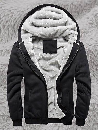  Hombre Sudadera Sudadera con capucha y cremallera completa Sudadera con capucha de lana Sudadera con capucha forrada de polar Negro Rojo Azul Piscina Gris Con Capucha Plano Cremallera Deporte Casual