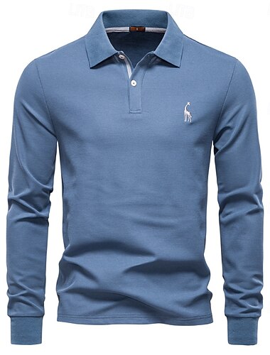  Per uomo Polo Lavoro Affari Collo ripiegato Manica Lunga Tempo libero Confortevole Semplice Ricamo Blocco di colore Tutte le stagioni Vestibilità regolare Nero Bianco Blu marino scuro Verde militare
