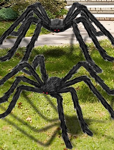  ハロウィン大型クモ飾り 2個 78インチ ハロウィン屋外・屋内装飾、庭の芝生用怖い大型クモ小道具、ハロウィンパーティー装飾、お化け屋敷装飾、ブラック