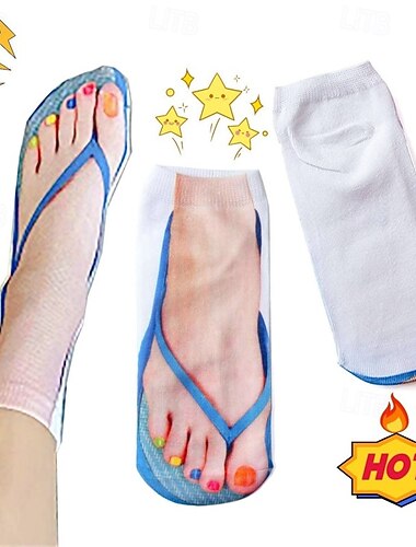  lustige und schräge Socken für Männer und Frauen mit 3D-Flip-Flop-Designs, skurril bedruckte Socken, perfekt als Geschenk, originelle Kleidung und direkt vom Hersteller im Großhandel erhältlich, trendige Socken