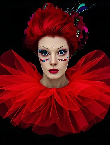  Rococó Victoriano Renacimiento Cuello con volante de tul Circo Payaso Disfraz Unisexo Víspera de Todos los Santos Carnaval Rendimiento LARP Feria Ren Adultos Cuello Todas las Temporadas