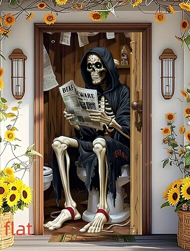  Deurafdekking Buitenbanners Skelet Magere Hein Grappig Psychedelisch Donkere punkgotiek Feesten Voor buiten Schietachtergronden Voordeur Muurveranda Huisdecoratie