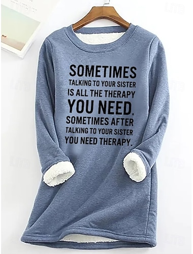  Per donna Felpa Pullover Lettera Casual Comfort Manica Lunga Girocollo Top lunghi Streetwear Abbigliamento Quotidiano Stampato Nero Rosa Blu Grigio Autunno Inverno