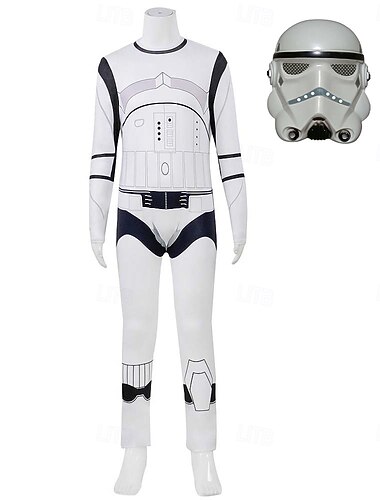  Darth Vader Stormtruppssoldat Mask Kostym Bodysuits Äventyrsfilm Cosplay Film-cosplay for Herr Pojkar Barn Vuxna Halloween Karnival Världsbokdagen Prestanda Klädsel för skolevenemang