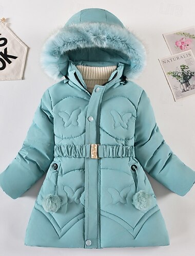  Bambini Ragazze Cappotto in Piuma Tinta unica Moda Cerniera Scuola Cappotto Capispalla 4-12 Anni Inverno Nero Blu marino Marrone