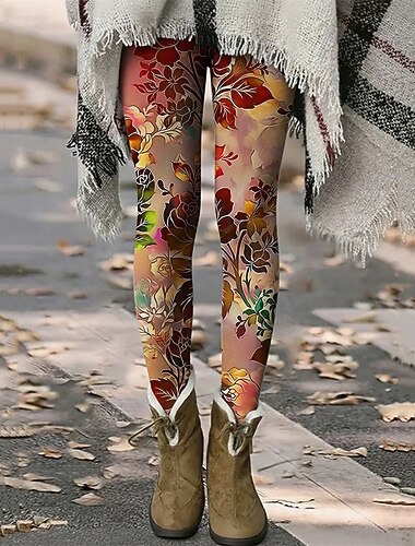  Per donna Pantaloni Leggings Leggings comodi Streetwear Casual Lunghezza intera Vita Alta Floreale Elastico in vita Stampato Traspirabilità Confortevole Elasticizzato Vacanza Streetwear Abbigliamento