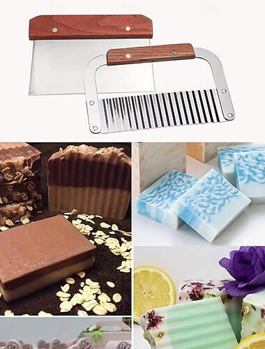  Silicone Soap Molds for Soap Making Kit Soap Making Supplies with Soap Cutters, Wooden Box, Wavy and Straight Scraper