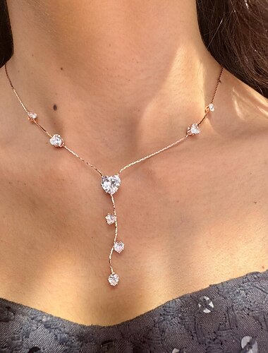  Collana con pendente Resina Zircone Strass Per donna Elegante Carino Artistico Classico Cuore Matrimonio A Forma di Y Collana Per Matrimonio Feste Quotidiano