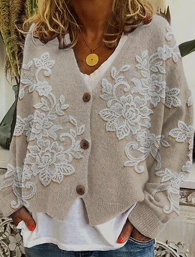 نسائي معطف جاكيت كاجوال الدفء مريح طباعة موضة الحديث كاجوال ورد مناسب للخارج عطلة نهاية الاسبوع صدر فردي عادية V رقبة عادي كم طويل ملابس خارجية أبيض أصفر كاكي الخريف الشتاء   نسائي معطف جاكيت كاجوال الدفء مريح طباعة موضة الحديث كاجوال ورد مناسب للخارج عطلة نهاية الاسبوع صدر فردي عادية V رقبة عادي كم طويل ملابس خارجية أبيض أصفر كاكي الخريف الشتاء