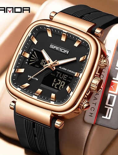  Reloj electrónico Sanda 6282 para hombre, nuevo, de primera marca, con doble pantalla, deportivo, resistente al agua, LED, cronometrador electrónico.