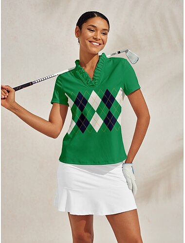  Femmes T-shirt POLO Vert Manche Courte Top Vêtements de golf pour femmes, tenues, vêtements