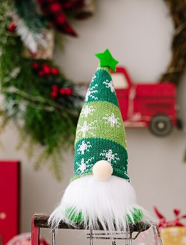  χριστουγεννιάτικη βελούδινη διακόσμηση χωρίς πρόσωπο κούκλα gnome δάσος Άγιος Βασίλης με νιφάδα χιονιού πλεκτό καπέλο Ρούντολφ φωτισμένο βελούδινο κρεμαστό πόδι φιγούρα ξωτικού χριστουγεννιάτικο