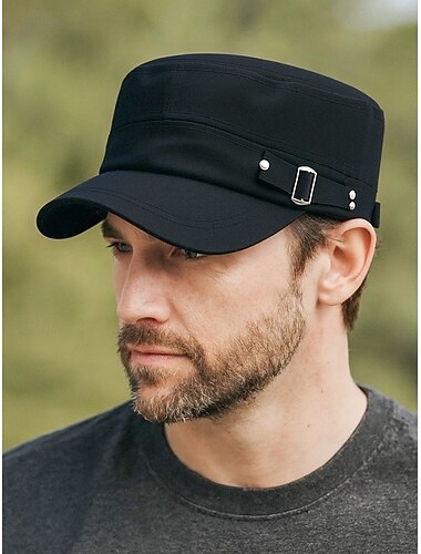  Men's Cotton Military-Style Cap with Adjustable Buckle – Casual and Stylish Hat for Everyday Wear, Outdoor Activities and Street Fashion