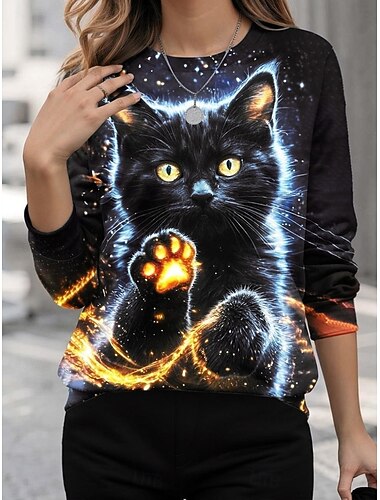  Per donna Pullover Felpe Animale Attivo Moda Carino Manica Lunga Girocollo Top Regolari Casa Lavoro Abbigliamento Quotidiano Stampato Nero Blu Verde Estate Primavera Autunno Primavera, Autunno