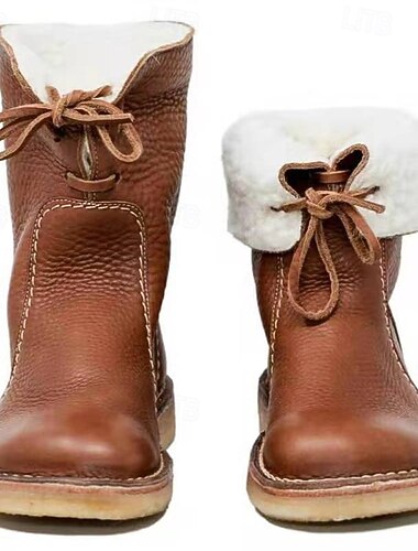  damesnøstøvler, vintage smørmyke fleecefôrede støvler, ortopediske snøstøvler med slip-on, vanntette vinterturstøvler, fleecefôrede ortopediske snøstøvler for fotturer