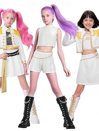  Cacciatori di demoni KPop Idolo Rumi Cacciatrice Costume Costume originale Idolo virtuale Cosplay di film for Ragazze Bambini Halloween Carnevale Performance Con il fumetto Anime Expo