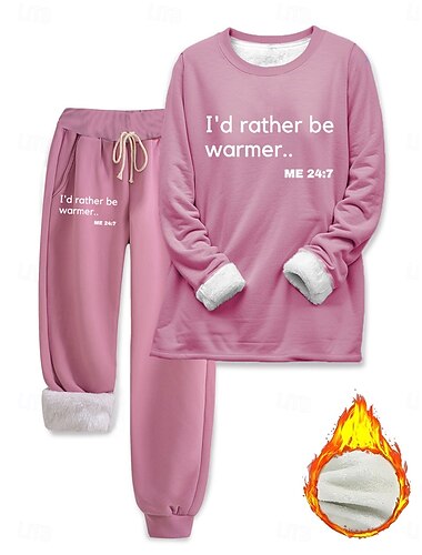  Női Elegáns Meleg Divat Kétrészes szettek Tracksuit Nadrág szettek Hosszú ujj Püspök Terített nyak Grafika Szöveg Nyomtatott Szabadtéri Vakáció Napi Fekete Arcpír rózsaszín Sötétrózsaszín Tavasz