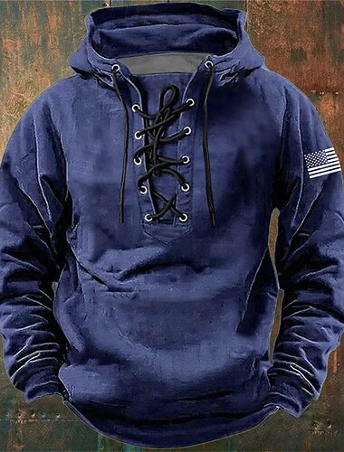  4 juli 2026 250e Memorial Day Mannen Vintage Retro Ontwerper US Vlag Hoodie met lange mouwen Sweatshirt Buiten