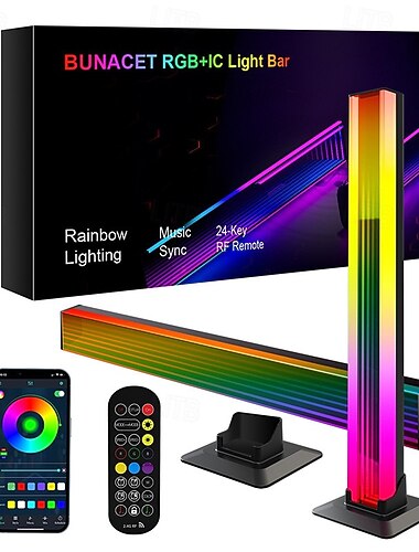  רצועת תאורת LED RGB, פסי תאורת LED עם שבב RGB לסנכרון מוזיקה, תאורת סביבה מופעלת באמצעות USB, תאורת רקע לטלוויזיה המשתנה בצבע בשלט רחוק למחשב גיימינג בחדר ולשולחן עבודה