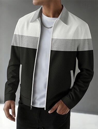  Ανδρικά Μπουφάν βάφλα Casual Jacket Διακοπές Καθημερινά Αναπνέει Τσέπη Συνδέω Άνοιξη Φθινόπωρο Συνδυασμός Χρωμάτων Μοντέρνα Κλασσικό Πέτο Κανονικό Κρασί Σκούρο πράσινο Καφέ Γκρίζο Σακάκια