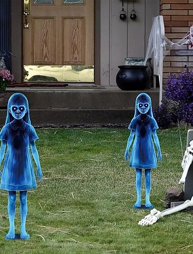  Halloween buitendecoratie 1 pak Halloween tuinborden dubbele spooktuinpalen spookbord voor buiten griezelig voor fotoachtergrond feest oprit entree gazon terras spookhuis buiten