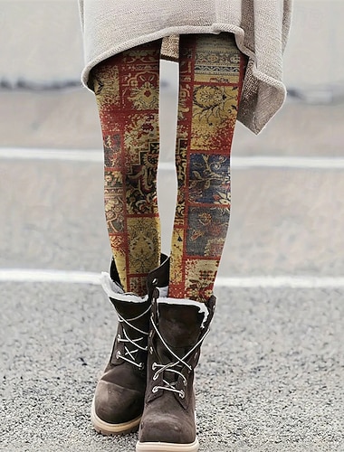  Dámské Kalhoty Legíny Pohodlné legíny Vinobraní Na běžné nošení Plná délka Vysoký pas Květinový Elastický pas Tisk Prodyšnost Pohodlné Elastické Dovolená ulice Denní nošení Žlutá Léto Jaro Podzim