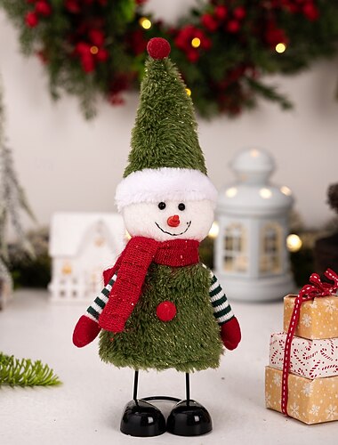  Χριστουγεννιάτικα ειδώλια με ανοιξιάτικα πόδια, βελούδινα διακοσμητικά με τον Άγιο Βασίλη και τον χιονάνθρωπο που αναπηδούν για διακόσμηση τραπεζιού, εξοχικού σπιτιού και πάρτι