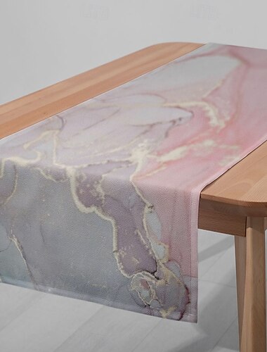  Camino de mesa rosa rubor bandera de mesa - Mantel rectangular impreso digitalmente para bodas restaurantes (33x180cm/13x70.5in)