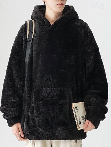  Herr Fleecetröja Huvtröja i fleece Vinterkappa Långärmad Huva Överdelar Utomhus Håller värmen Vinter Höst Polyester Mörkgrå Svart Vit Tennis Träna Löpning