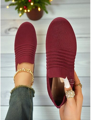  slip-on flyknit sneakers för kvinnor – lätta och andningsbara vardagsskor för promenader, resor, jul och vardagsbruk