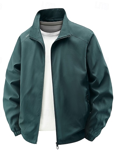  Ανδρικά Σακάκι Casual Jacket ΕΞΩΤΕΡΙΚΟΥ ΧΩΡΟΥ Διακοπές Ζεστό Φερμουάρ Τσέπη Φθινόπωρο Χειμώνας Σκέτο Μοντέρνα Κομψό στυλ street Όρθιος γιακάς Κανονικό Μαύρο Θαλασσί Πράσινο του τριφυλλιού Χακί Γκρίζο