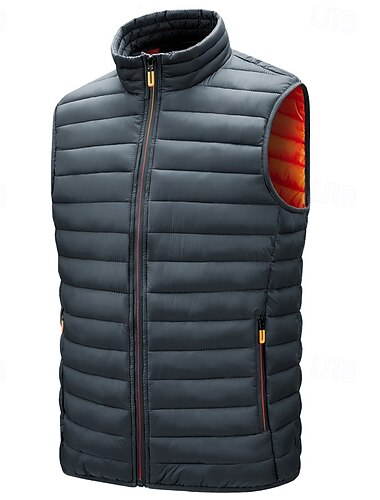  בגדי ריקוד גברים אפוד פאפר וסט Gilet חופשה יומי פגישה (דייט) אופנתי יום יומי חורף כיס פוליאסטר שמור על חום הגוף נוח צבע אחיד רוכסן עומד רגיל שחור יין ירוק צבאי כחול כהה אֵפוֹד