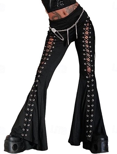  Gotisk Bell Bottom Bukser Utsvingte bukser Trollmann / heks Morticia Addams Blondér Kostyme Dame fantasi Halloween Karneval Ytelse Fest Voksen Bukser